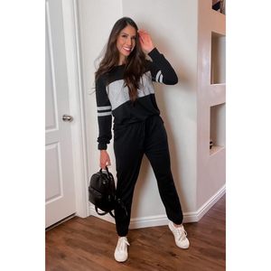 Womens 2 Piece <b>Set</b> Long Sleeve Top High Waisted Sweatpants Lounge Wear Casual Autumn Outfit Breathable <b>Knitted</b> <b>Set</b> - Product Image 3