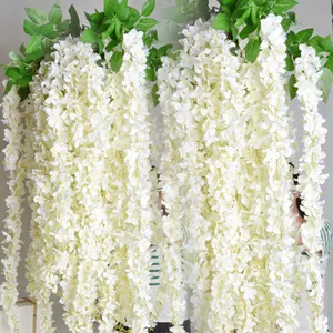 DIY casamento glicínias hortênsia simulação flor corda rattan casamento videira falsa parede pendurado artificial teto feijão flor