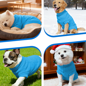 เสื้อสเวตเตอร์คอเต่าถักสำหรับสุนัขขายส่ง ออกแบบเองได้ เสื้อผ้าสัตว์เลี้ยงระบายอากาศได้ดี เสื้อสเวตเตอร์สุดหรูสำหรับสุนัขและแมวสำหรับวันหยุดฤดูหนาว - Product Image 6