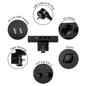 Joye EU 4 bàn kẹp ổ cắm điện với USB Power <span class=keywords><strong>Hub</strong></span> kẹp núi bảng Ổ cắm điện Schuko ổ cắm với cổng USB - Product Image 3
