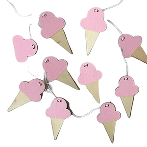 Personnalisé Style nordique crème glacée <span class=keywords><strong>copeaux</strong></span> <span class=keywords><strong>de</strong></span> <span class=keywords><strong>bois</strong></span> suspendus décoration bébé lit bricolage rideau chambre d'enfants doux décoration fête - Product Image 5