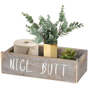 Boîte décorative de salle de bain en bois de ferme de joli bout à bout en gros porte-papier hygiénique de forme carrée polie - Product Image 1