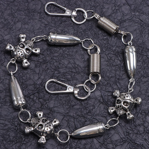 Cadena de cintura con diseño de calavera de aleación de zinc, estilo Hip Hop, accesorio decorativo para pantalones, de una sola capa, color blanco K, con diseño de bala - Product Image 2