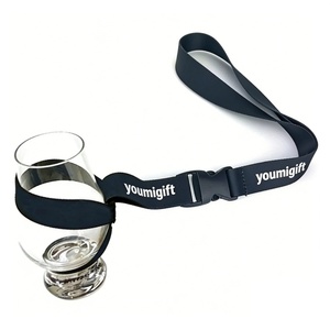 Cordon de cou personnalisé avec logo sur mesure et sangle élastique pour verres à vin et bière, avec boucle en plastique - Product Image 1