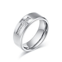2025 Herren Edelstahl Personalisierter Zeigefinger-Kreuzring Mode Diamant Gravierter Zirkonia-Besetzter Schwarz Verzinkter Ring
