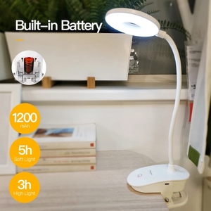 Lámpara de escritorio LED moderna, lupa de cuello de cisne, luz de mesa USB recargable, batería 18650, Clip táctil, lámparas de estudio para sala de estar, Flexo - Product Image 4