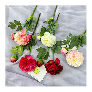 Fleurs artificielles Queyiyi, pivoines en soie, 2 têtes, rouge, rose, blanc, décoration de mariage, arrangement pour vase - Product Image 5