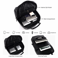 Sac à dos pour ordinateur portable en cuir PU durable personnalisé OEM, multi-poches, avec fermeture éclair, pour homme et femme