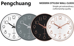 Silent Single Face Analog <strong>Large</strong> Number ABS <strong>Grey</strong> White Quartz Non-Ticking Modern Design Battery Operated Home Wall <strong>Clock</strong> - Product Image 5
