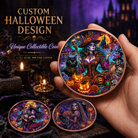 Pièce de monnaie Halloween squelette en cuivre pur 999 de 5 oz, haute définition, peinte aux UV, édition de collection, idéale pour un cadeau