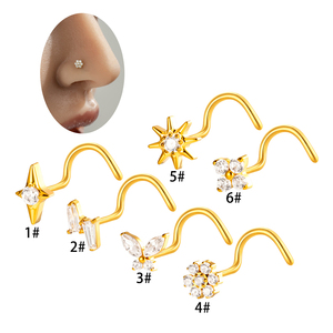 Anneaux de <span class=keywords><strong>nez</strong></span> Maina Gold en titane ASTM F136, clous de <span class=keywords><strong>nez</strong></span> en forme de papillon géométrique CZ, bijoux de septum nasal en forme de S, <span class=keywords><strong>piercing</strong></span> de <span class=keywords><strong>narine</strong></span> - Product Image 1