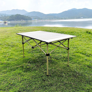 Foldable <b>Outdoor</b> Roll <b>Table</b> Camping Picnic Barbecue Carbon Steel <b>Table</b> Carbon Steel Roll <b>Table</b> Foldable Design Compact for E - Product Image 4