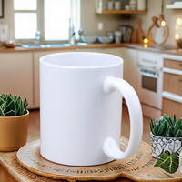 Vente en gros de tasses à sublimation avec poignée en C de 350 ml (11 oz), tasses à café en céramique blanches pour la promotion de la marque d'entreprise, cadeaux promotionnels, presse à chaud