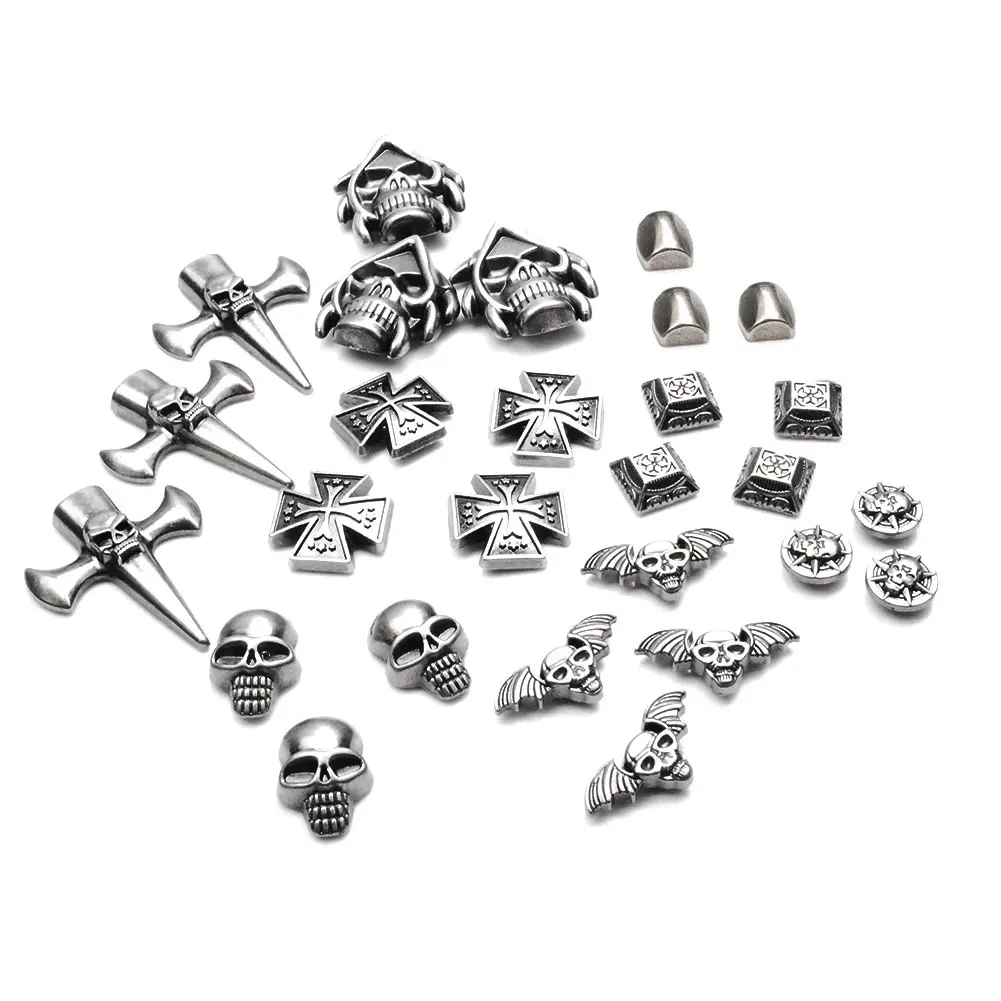 100set Metal Skull Rivet Studs Spikes Punk Rock braccialetto artigianale in pelle fai da te abbigliamento borsa per scarpe in tessuto animali domestici collare parti accessori