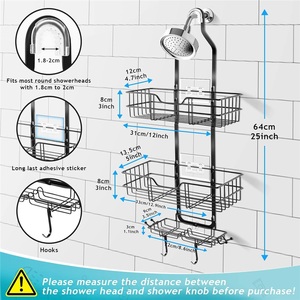 Étagère de rangement murale en acier inoxydable, double niveau, non pliable, étanche, pour salle de bain, organiseur de serviettes - Product Image 5