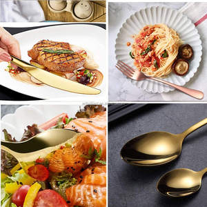 صديقة للبيئة تصميم الفولاذ المقاوم للصدأ الفاخرة الأوروبية مجموعة أدوات المائدة أدوات المائدة الذهبية - Product Image 6
