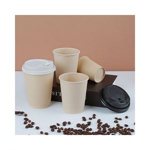 Wholesale Disposable Eco-Friendly 8oz Single Wall Disposable Hot <b>Drink</b> Coffee Paper Cups With <b>Plastic</b> Lids and <b>Straws</b> - Product Image 1