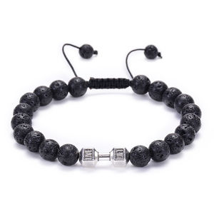 <span class=keywords><strong>Bracelet</strong></span> haltère en or personnalisé, bijou à la mode ajustable Offre Spéciale, perles tourmalines en obsidienne, pour homme et femme - Product Image 2