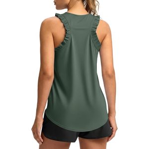 Camiseta Deportiva Personalizada para Mujer, con Volantes, sin Mangas, Estilo Racerback, Cuello Redondo, Informal, Holgada, para Correr, Yoga, UPF 50+ - Product Image 1