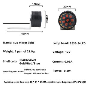 Lumière LED pour moto, étanche, colorée, RGB, stroboscopique |   Lampe clignotante à fixation sur rétroviseur pour vélo, scooter, VTT |   2835-24LED 12V IP67 CE - Product Image 4
