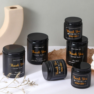 Jars à bougies parfumées en verre noir mat de luxe, petits, 4 oz, avec couvercles, bougies parfumées pour la décoration de table à la maison - Product Image 4