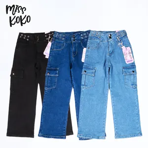 Kinder Fiets Kot Kids Factories In China Trousers For Kids Boutique Jeans OEM ODM Spandex Denim Pants Kids Cargo Jeans Girls