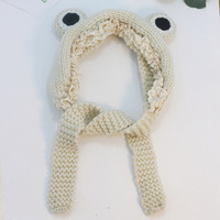 Serre-tête Jacquard pour femme, motif grenouille à grands yeux de dessin animé, avec boutons, protection des oreilles, tendance, mignon, pour l'hiver, les voyages et les photos