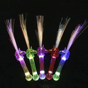 Varinha de unicórnio iluminada em fibra óptica LED, bastão luminoso para crianças, bastão luminoso para festas no escuro, ideal para aniversário e natal