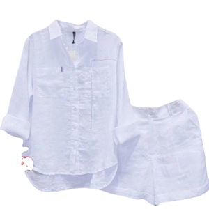 Completo Camicia Elegante Casual Oversize Primaverile/Autunnale Stile Occidentale Monocolore Effetto Ringiovanente Bdhb - Product Image 1
