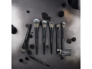 Juego de 11 brochas de maquillaje nuevas para polvos, sombra de ojos, rubor y contorno, <span class=keywords><strong>con</strong></span> mango de madera y pelo sintético negro, incluye brocha individual para base. - Product Image 4