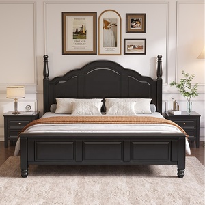 Ensemble de meubles de chambre à coucher moderne, <span class=keywords><strong>lit</strong></span> en bois bon marché, personnalisation du design, <span class=keywords><strong>lit</strong></span> double en bois massif avec cadre en cuir, taille <span class=keywords><strong>king</strong></span>-size - Product Image 2