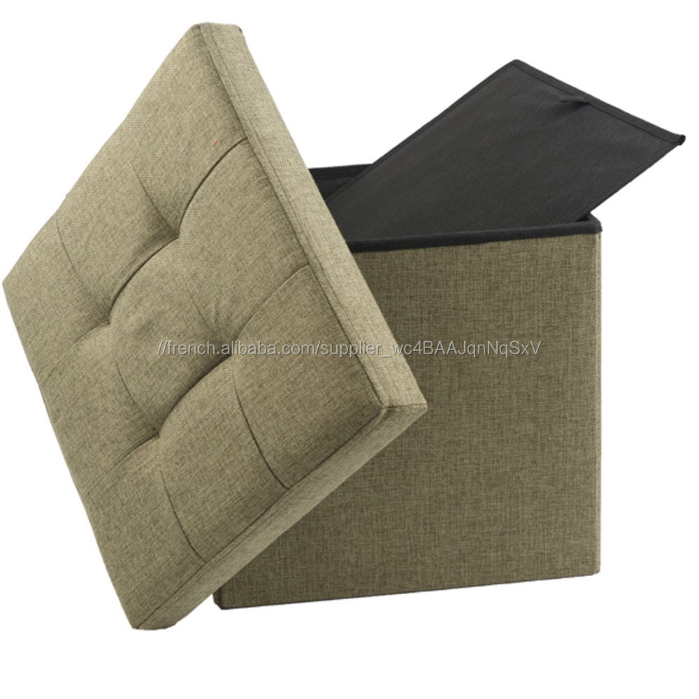 Offre Spéciale Tabouret Gonflable Carré Carré Pliable Moderne Lin Pouf de Rangement En Tissu