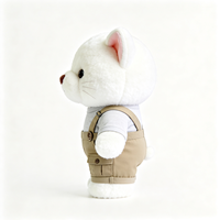 Niedliche Plüsch-Katze im Karo-Latzhose-Set: Superweiche, Flauschige Stoffkatze mit Khaki-Karo-Latzhose, Entzückendes Katzen-Plüschtier