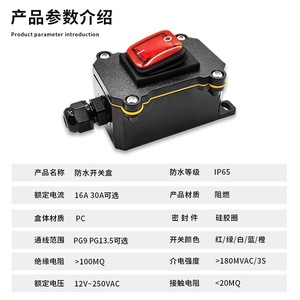 Rocker <b>Switch</b> Box 24V 220V IP65 <b>Waterproof</b> With Indicator <b>Light</b> Outdoor Use - Product Image 5