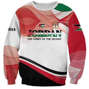 Venta al por mayor Hachemita <span class=keywords><strong>JOR</strong></span> Impresión completa Bandera Patrón gráfico O-cuello Manga larga Casual ODM Custom100 % Poliéster Jersey de hombre - Product Image 5