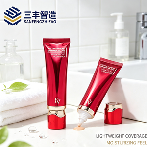Tube cosmétique à presser avec capuchon électroplaqué pour fond de teint liquide - Product Image 2