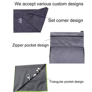 Serviette de sport absorbante en microfibre avec logo personnalisé, antidérapante, avec capuche, pour l'exercice physique, grande taille 40x95cm - Product Image 3
