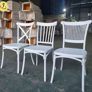 PP Plastic <b>White</b> & Gold Stackable Modern <b>Chair</b> for Wedding Farmhouse <b>Dining</b> & Hotel Use-Commercial Furniture - Product Image 1