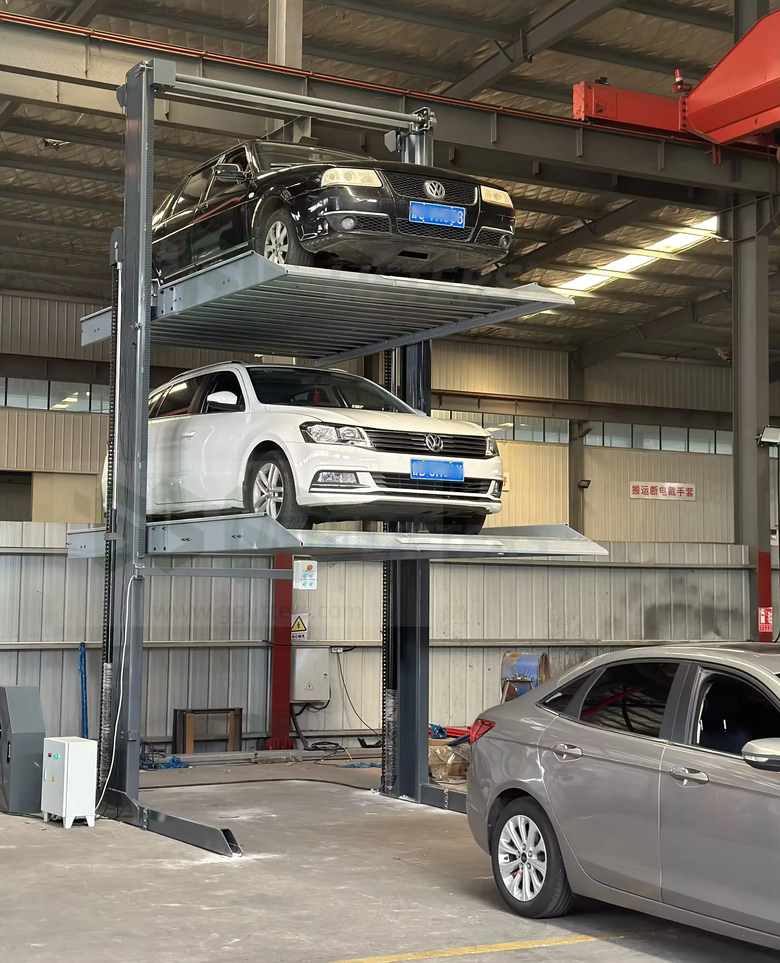 Two-Post Vertical Type Hydraulic Car Lifts Triple Floors Car Stack Parking System for Efficient Car Storage
