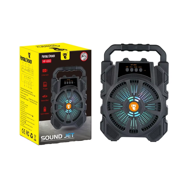 HF-660 6.5 Inch Wireless Bluetooth Speakers Portable Outdoor Bluetooth Speaker RGB LED Karaoke LED Light Party Bluetooth Speaker
