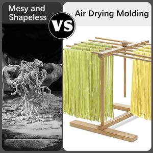 Wooden Noodle <b>Drying</b> <b>Rack</b> Bamboo Removable Stand Upright Pasta Storage <b>Rack</b> Square Shape Single Layer - Product Image 3