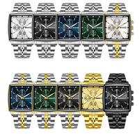 X-GEQCK 3086 Jam Tangan Pria Mewah Dial Persegi Tiga Jarum Tali Baja Tahan Karat Quartz Jam Tangan Bisnis Montre Homme Reloj Hombre