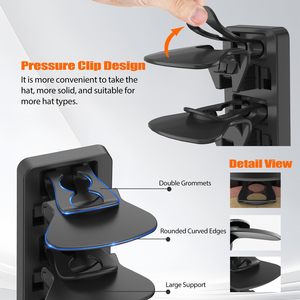 Hat Organizer Spiral <b>Baseball</b> <b>Cap</b> Holder Wall Mounted Large Capacity 8+ Layers Rectangle Clothing <b>Storage</b> Rack - Product Image 3