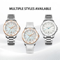 Montre de plongée automatique super lumineuse personnalisée pour femmes, montres-bracelets classiques, date japonaise, cadran perlé, montre automatique en cuir