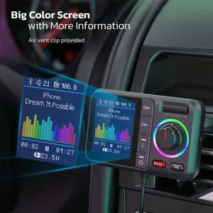 Kép USB Sạc Nhanh 2.4A Qc3.0 Không Dây FM <span class=keywords><strong>Transmitter</strong></span> Hands-Free Car AUX Adapter MP3 Âm Nhạc Máy Nghe Nhạc Tầm Nhìn Ban Đêm Màn Hình Màu - Product Image 5