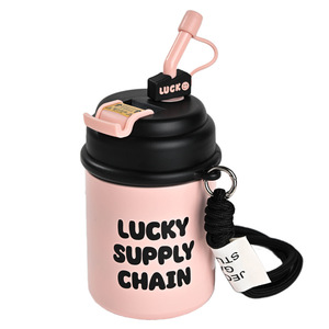 Lucky Supply Chain Stainless Steel Vacuum Mug 500ml Dual Straw Tea Infuser Portable Travel Cup - Product Image 2
