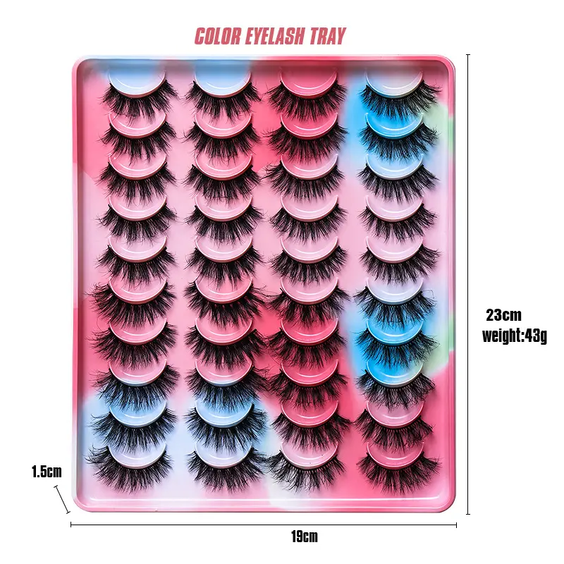 Wholesale Full Strip Faux Mink Lashes Natural 3d Fluffy False Lashes Clear Band Private Label Eyelashes