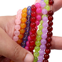 Fabrik-Lagerbestand Sommer-Stil 15 Farben 8mm Runde Transparente Glasperlen für DIY Armband Halskette Schmuckherstellung