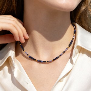 Collar de amatista natural hecho a mano al por mayor, collar de cuentas de piedra, collar delicado de cuentas de cristal, joyería casual para mujer - Product Image 5