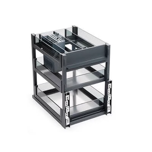 Étagère à épices coulissante en verre pour armoire de cuisine, tiroir de rangement à double couche avec fermeture douce - Product Image 5